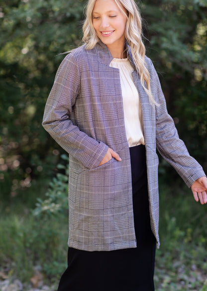 Black Plaid Blazer Jacket - FINAL SALE FF Tops