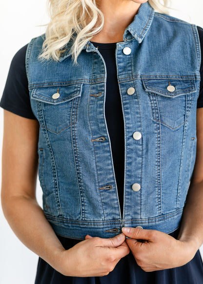 Button Down Denim Vest FF Tops