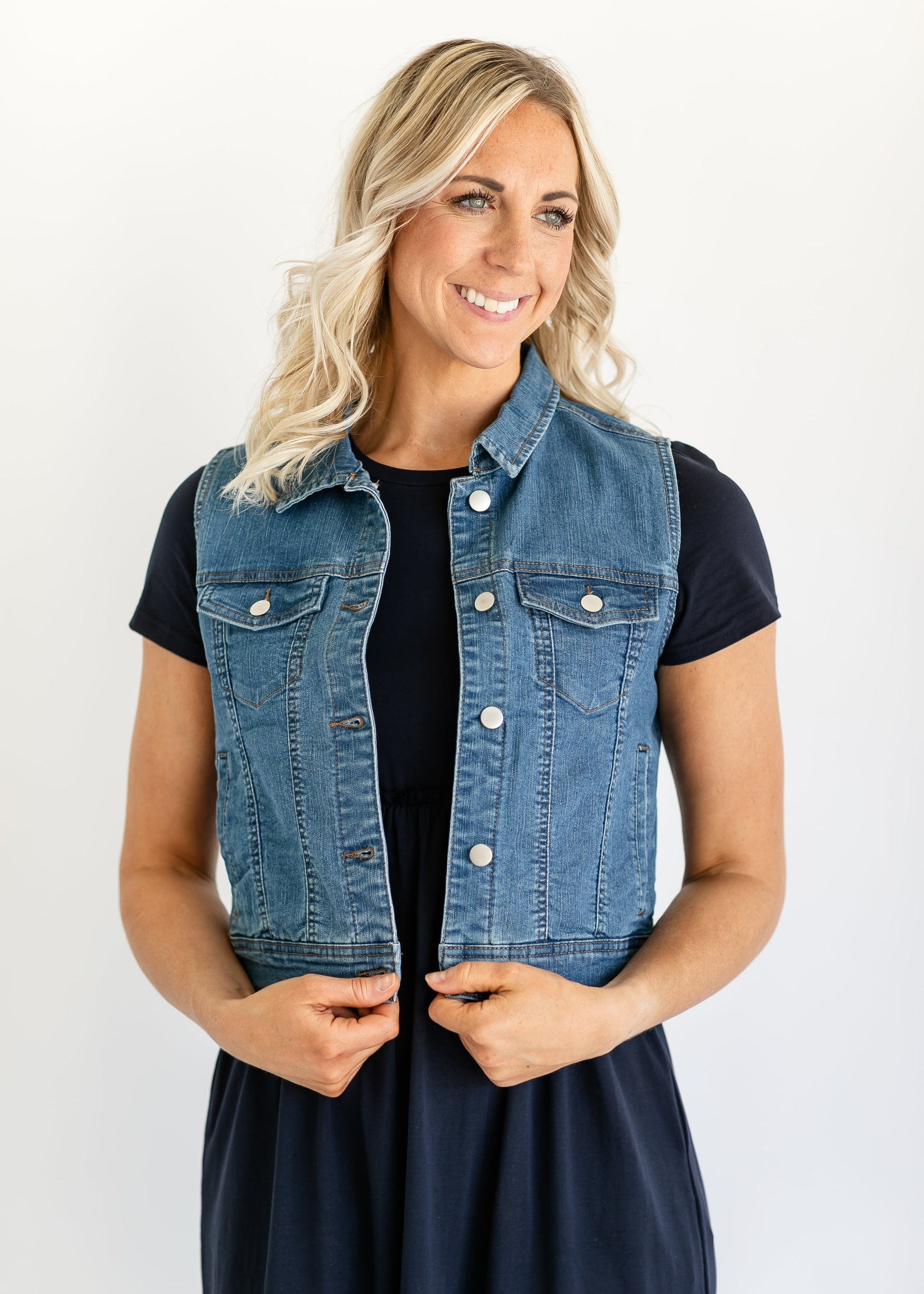 Button Down Denim Vest FF Tops