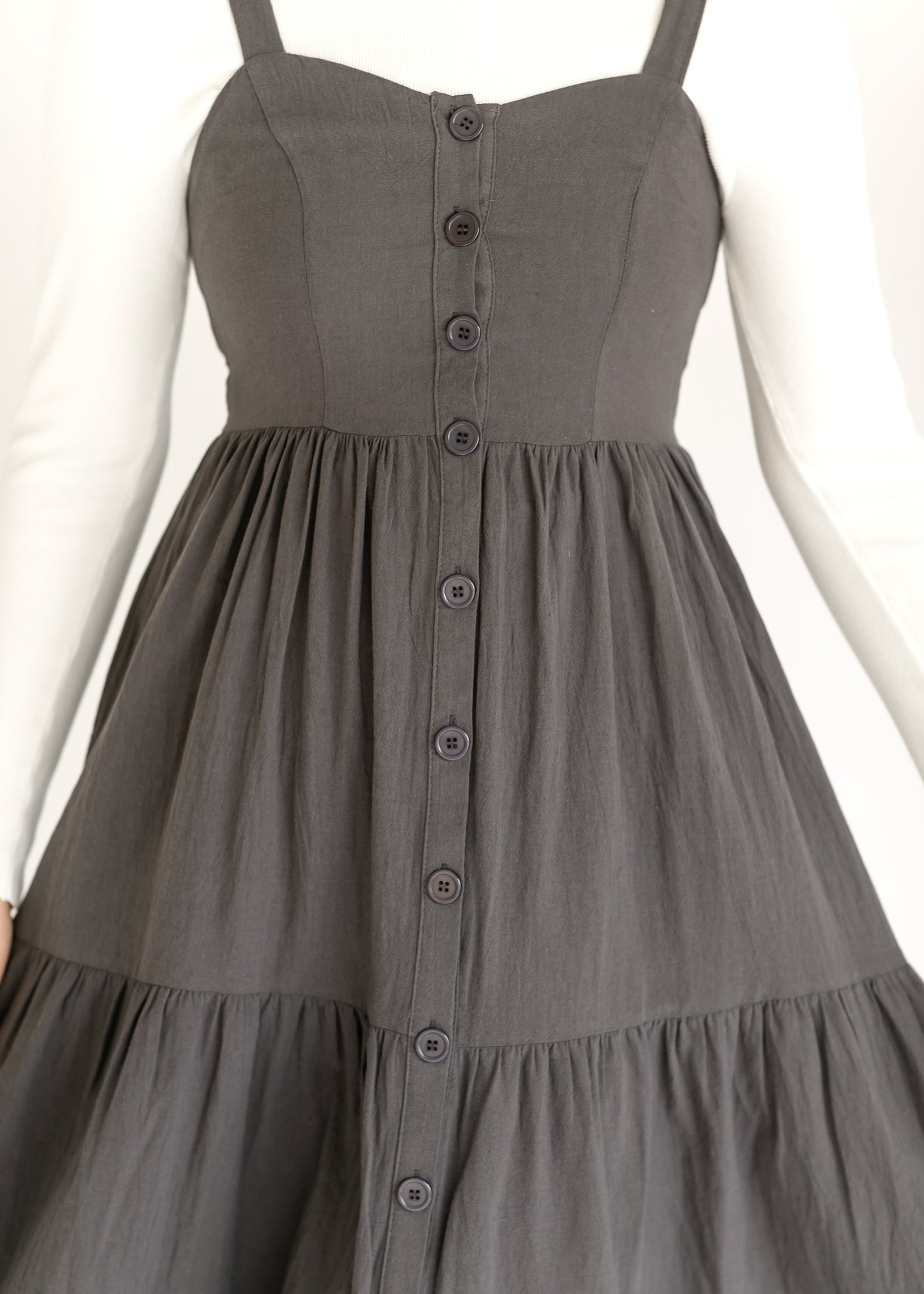 Button Front Charcoal Jumper Dress FF Dresses