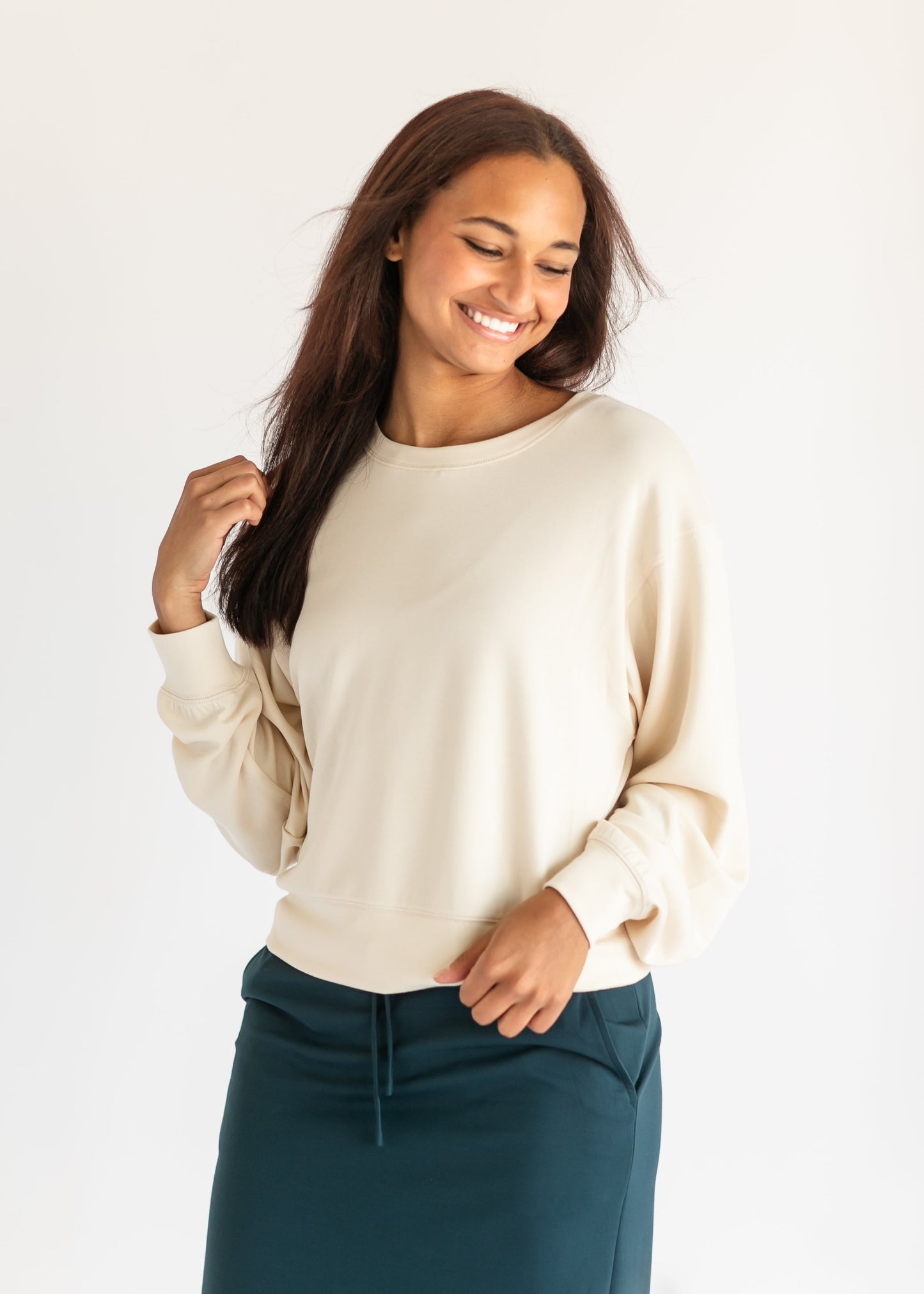 Calla Soft Knit Crewneck Sweatshirt FF Tops Cream / S