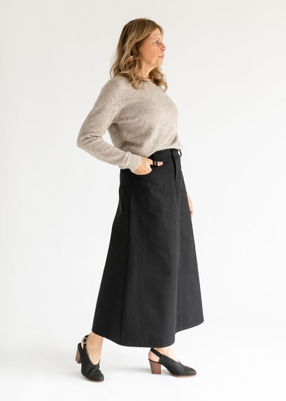 Camellia A-Line Cotton Twill Maxi Skirt IC Skirts