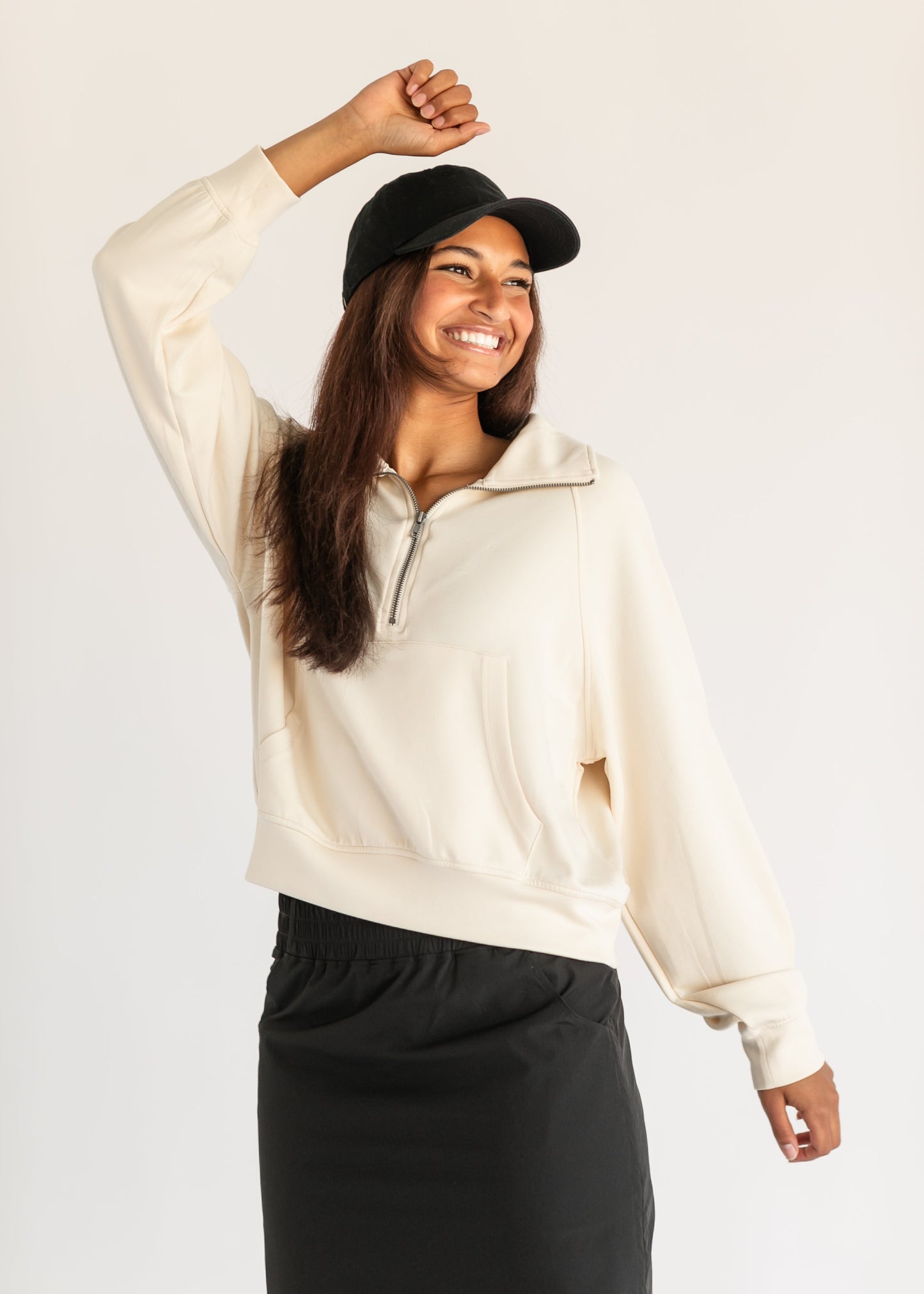 Carina Soft Quarter Zip Sweatshirt FF Tops Cream / S