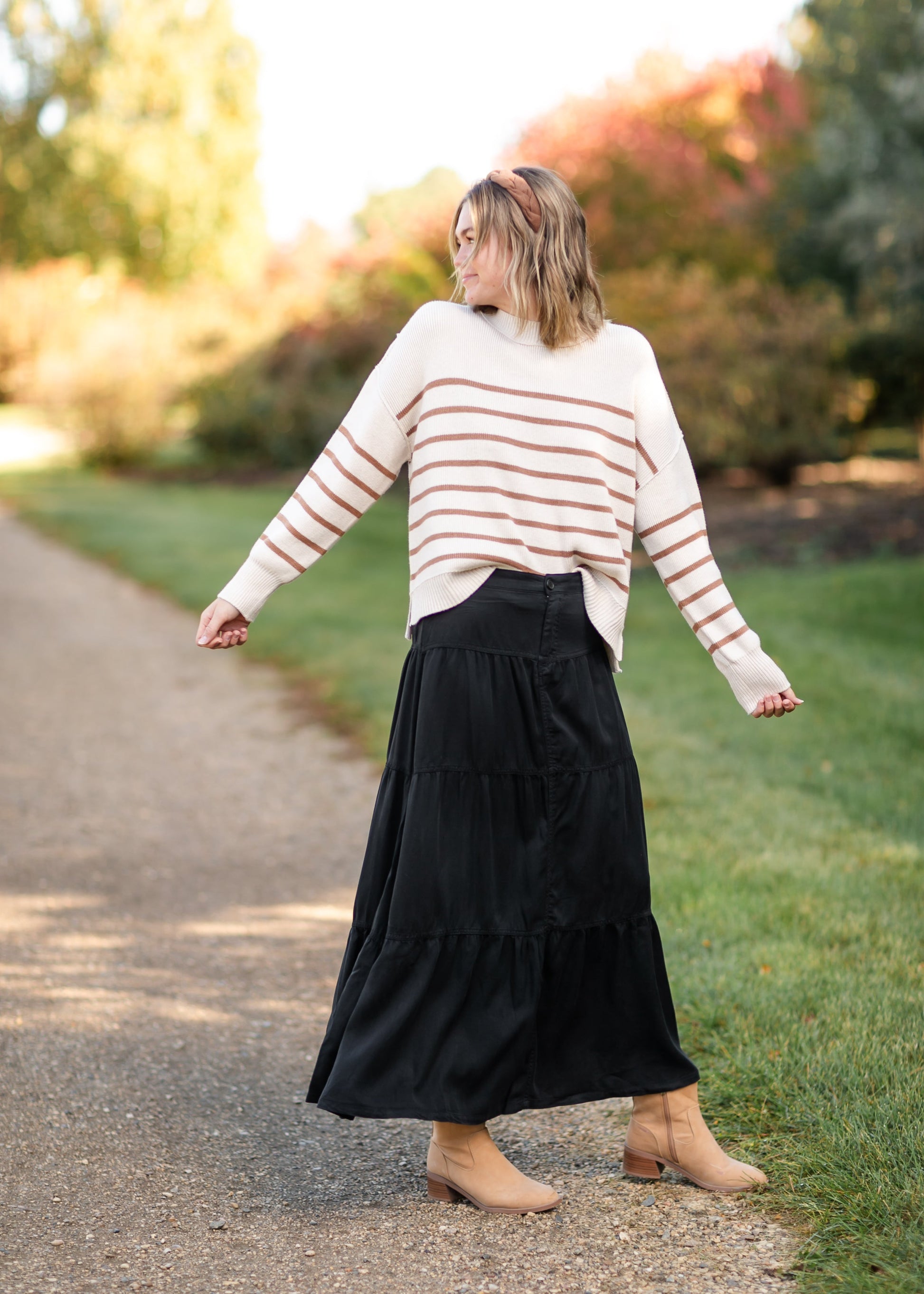 Chambray Tiered Colored Denim Skirt FF Skirts