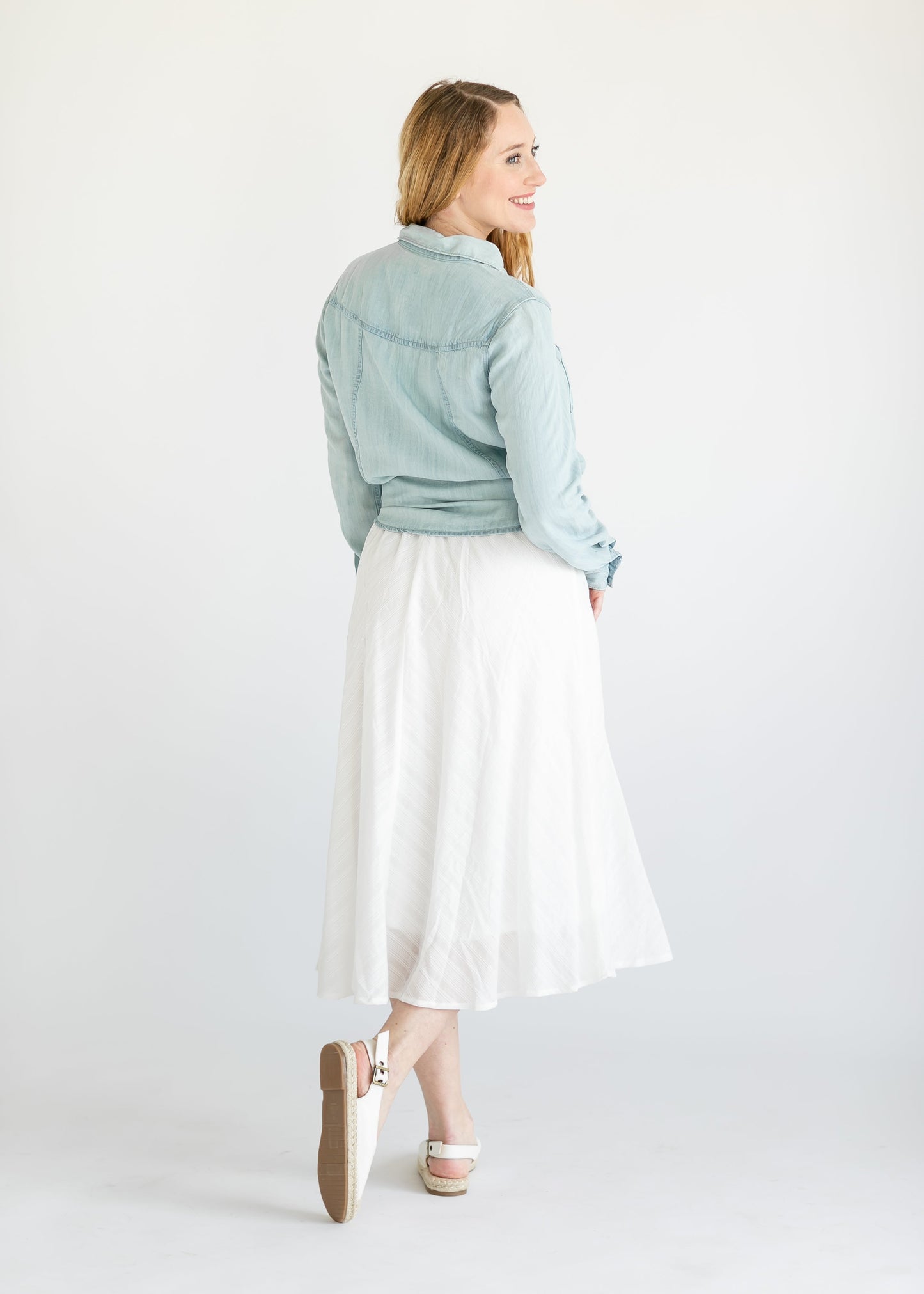 Chevron Lined A-line Midi Skirt FF Skirts