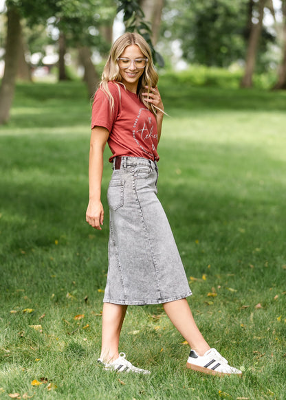 Claire A-line Denim Midi Skirt IC Skirts