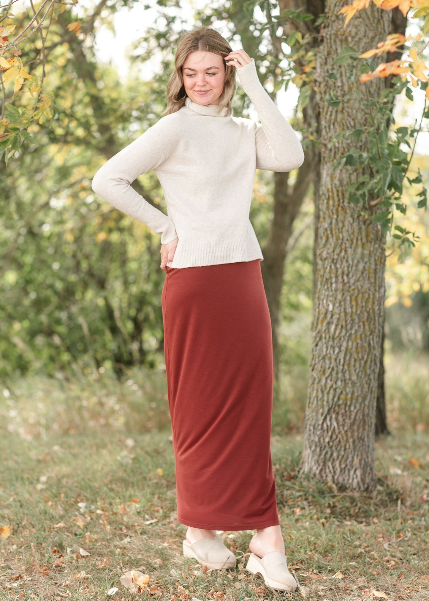 Clarise Premium Knit Maxi Skirt IC Skirts Rust / XS