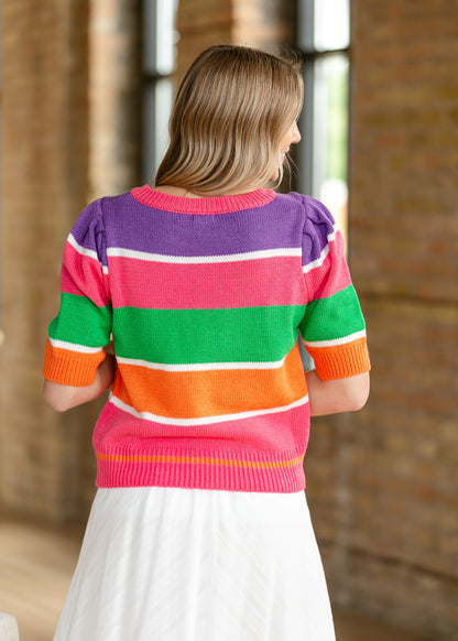 Clementine Striped Short Sleeve Top FF Tops