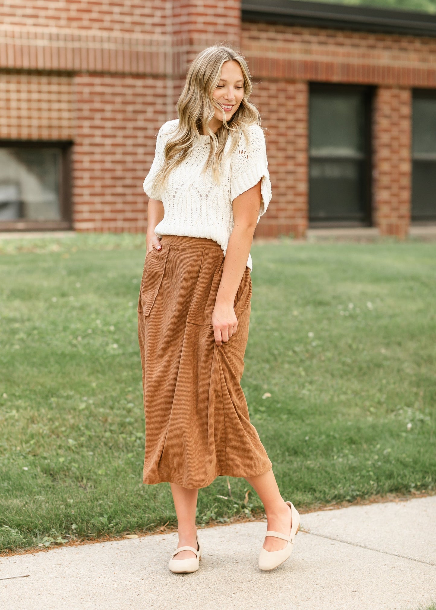 Corduroy A-line Midi Skirt FF Skirts