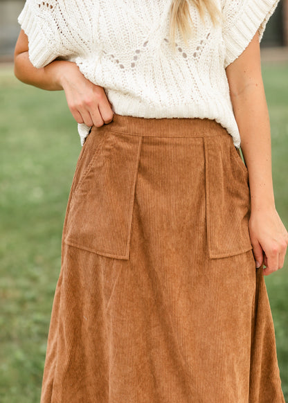 Corduroy A-line Midi Skirt FF Skirts