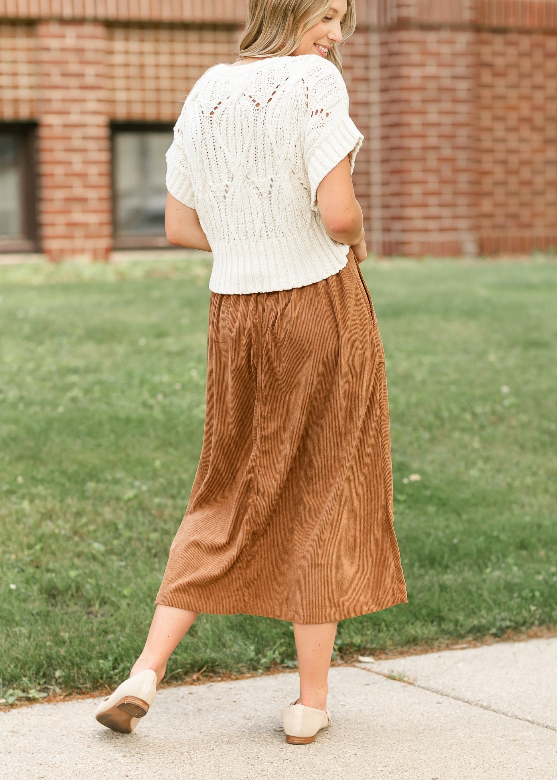 Corduroy A-line Midi Skirt FF Skirts