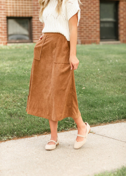 Corduroy A-line Midi Skirt FF Skirts