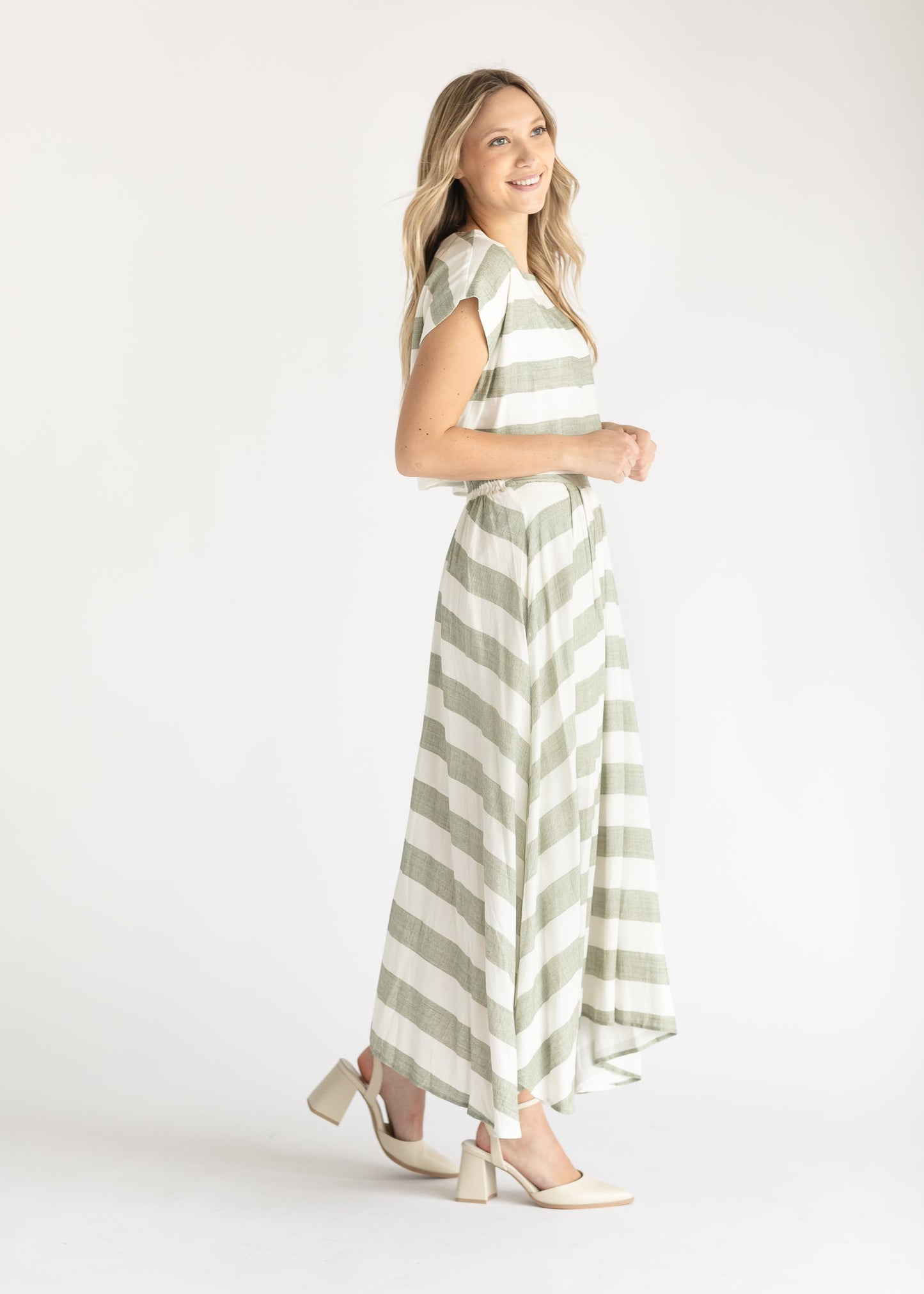 Courtney Striped Boxy Top Midi Skirt Set FF Skirts