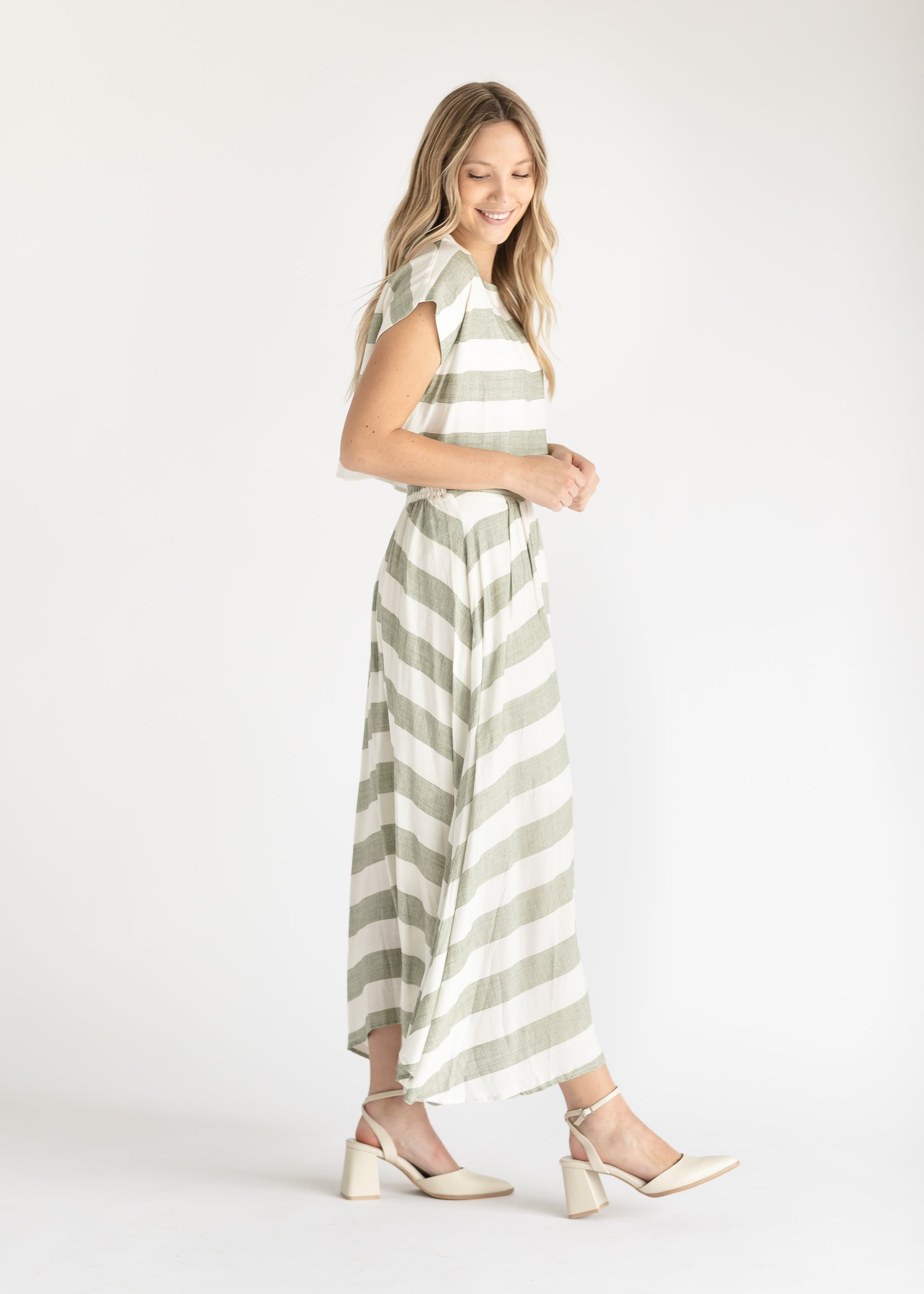 Courtney Wide Stripe Boxy Top Midi Skirt Set FF Skirts