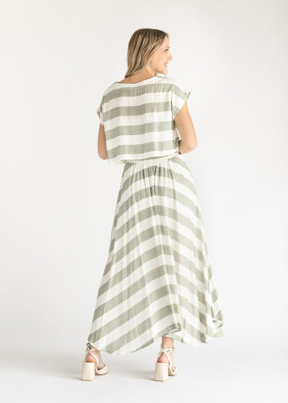 Courtney Wide Stripe Boxy Top Midi Skirt Set FF Skirts