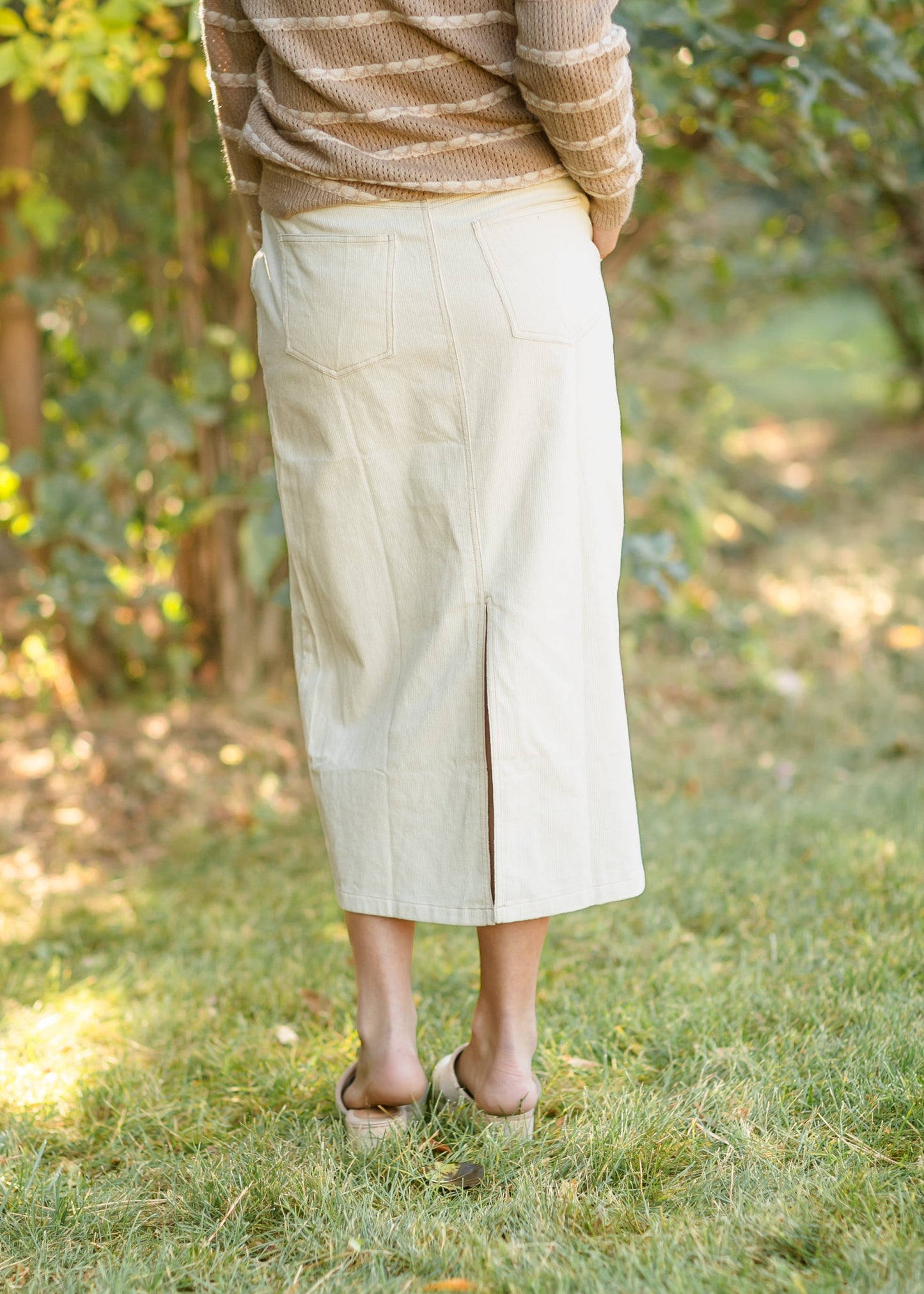 Cream Corduroy Denim Skirt FF Skirts