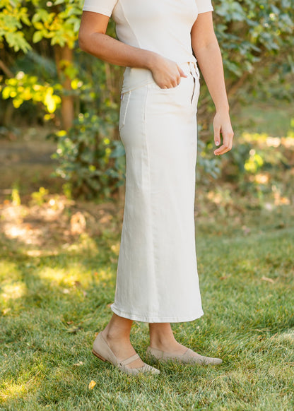 Cream Denim Maxi Skirt FF Skirts