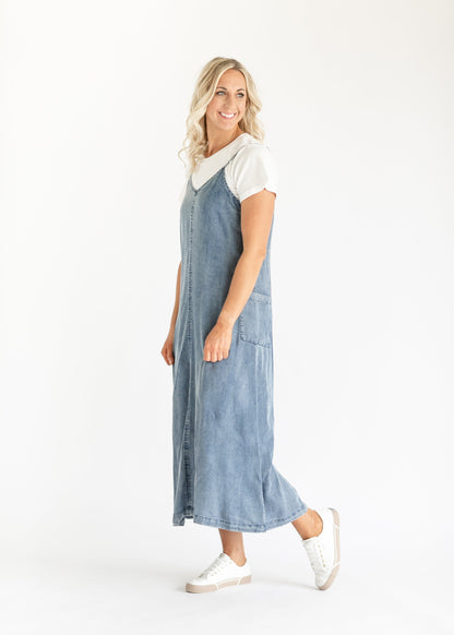 Denim Blue Sleeveless Maxi Dress FF Dresses