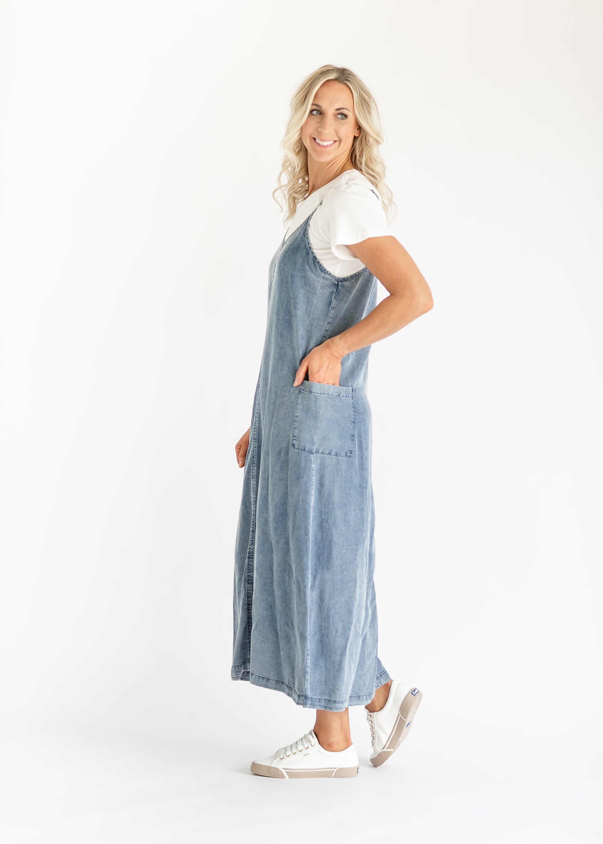 Denim Blue Sleeveless Maxi Dress FF Dresses