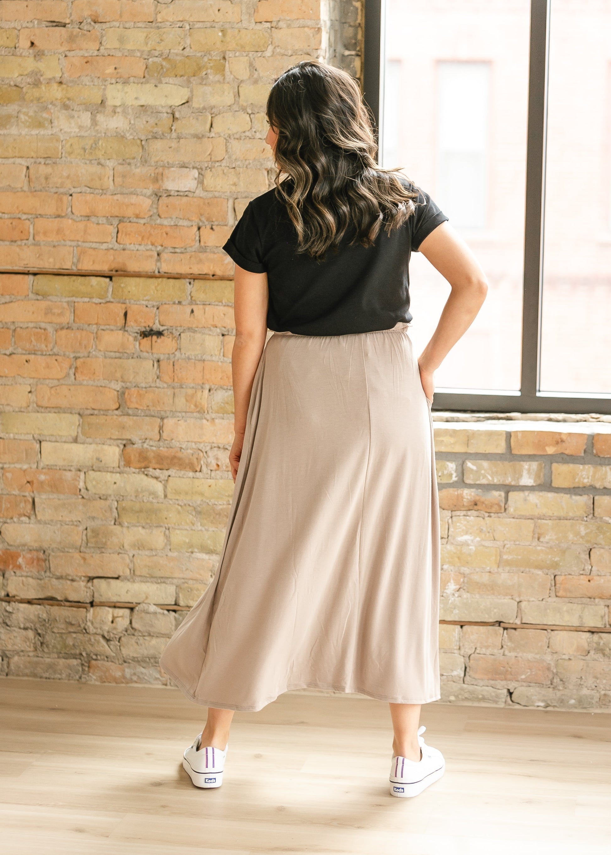 Elastic Waist Straight Fit Maxi Skirt FF Skirts