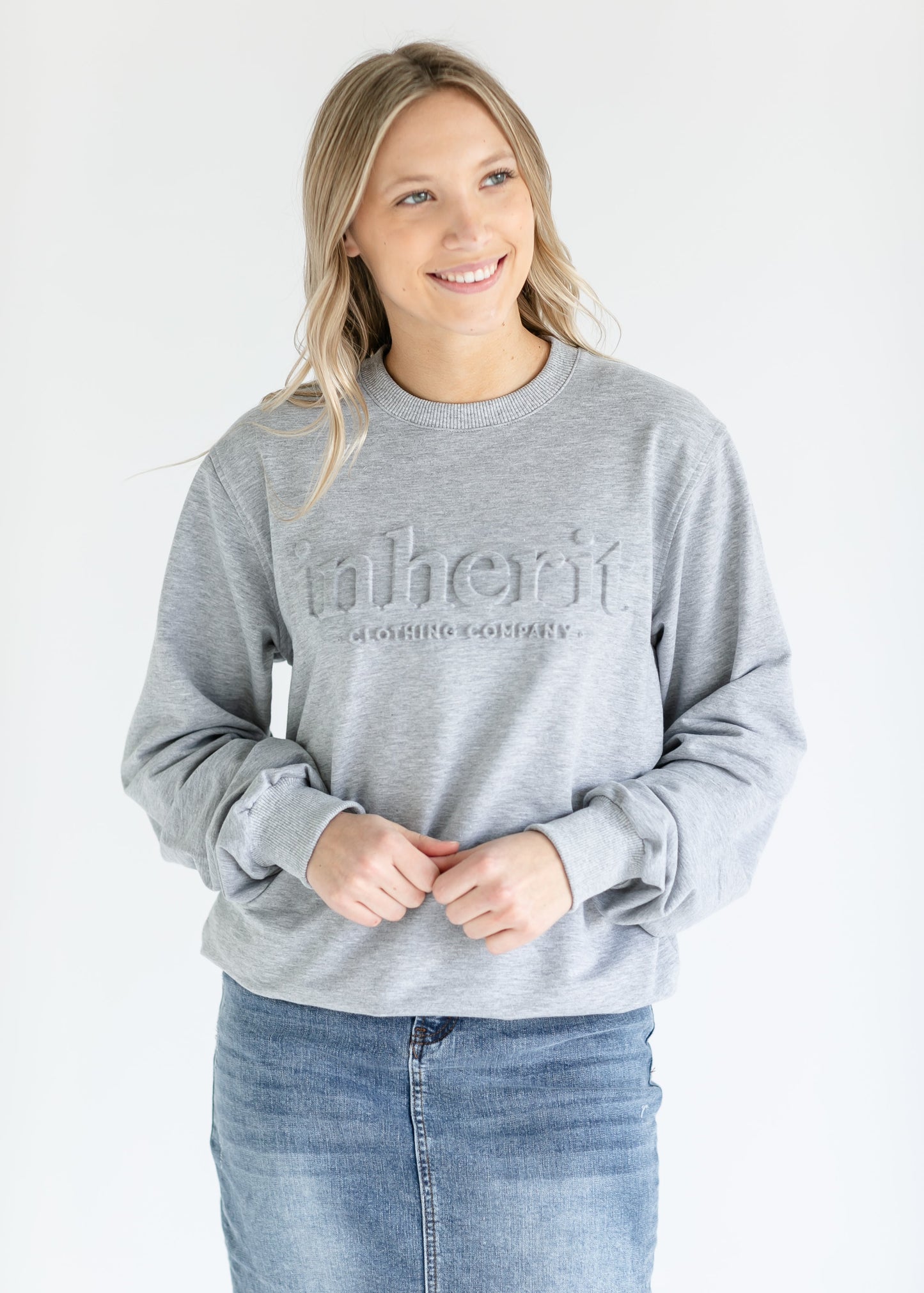 Embossed Inherit Logo Crewneck Sweatshirt IC Tops