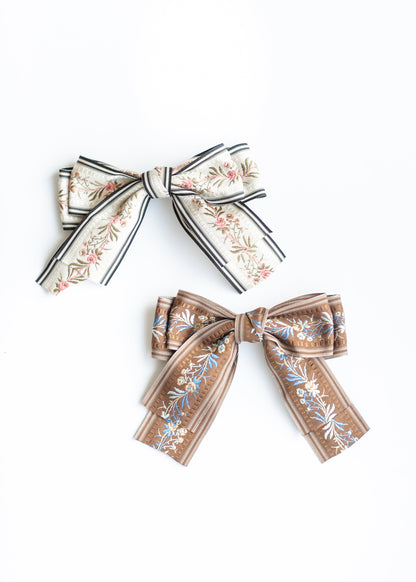 Embroidered Bow Hair Clip Accessories