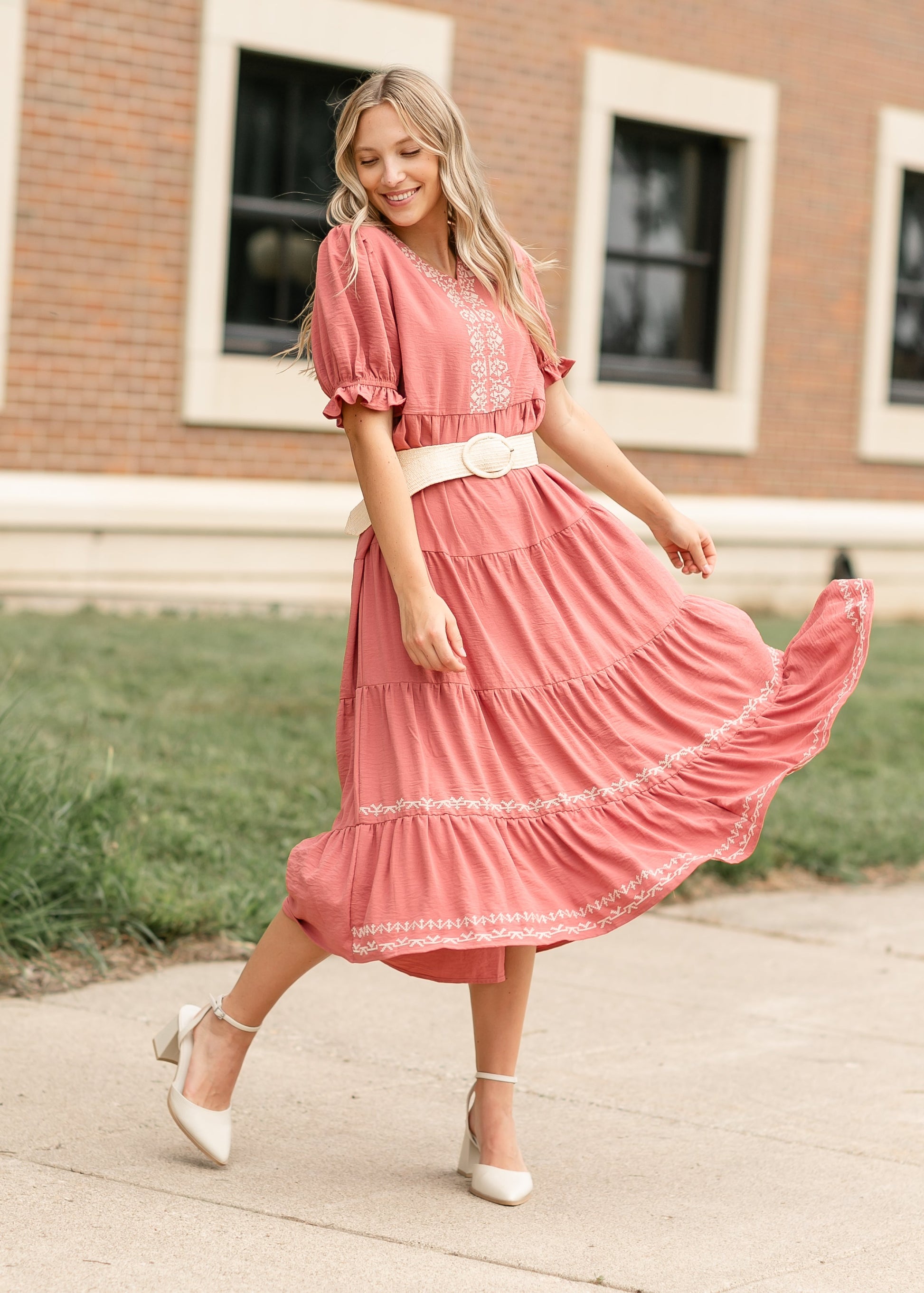 Embroidered Tiered Maxi Dress FF Dresses