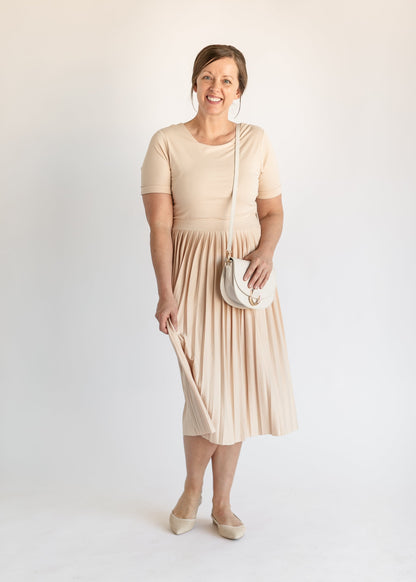 Emersyn Pleated Midi Dress IC Dresses Sand / XS