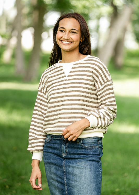 Emily Contrast Ribbed Knit Top IC Tops