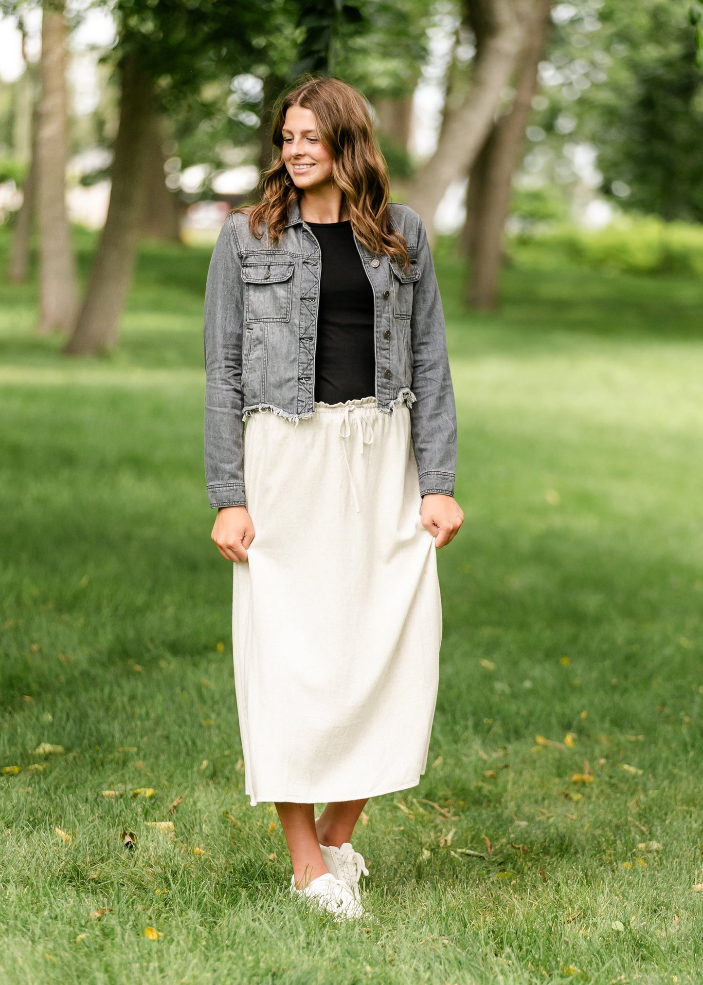 Essential Linen Drawstring Maxi Skirt IC Skirts