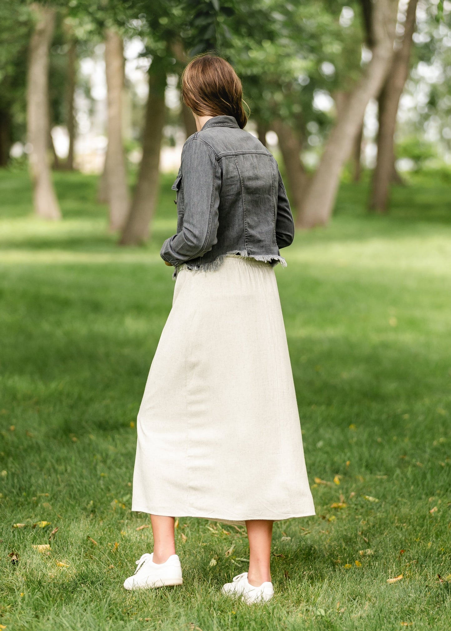 Essential Linen Drawstring Maxi Skirt IC Skirts