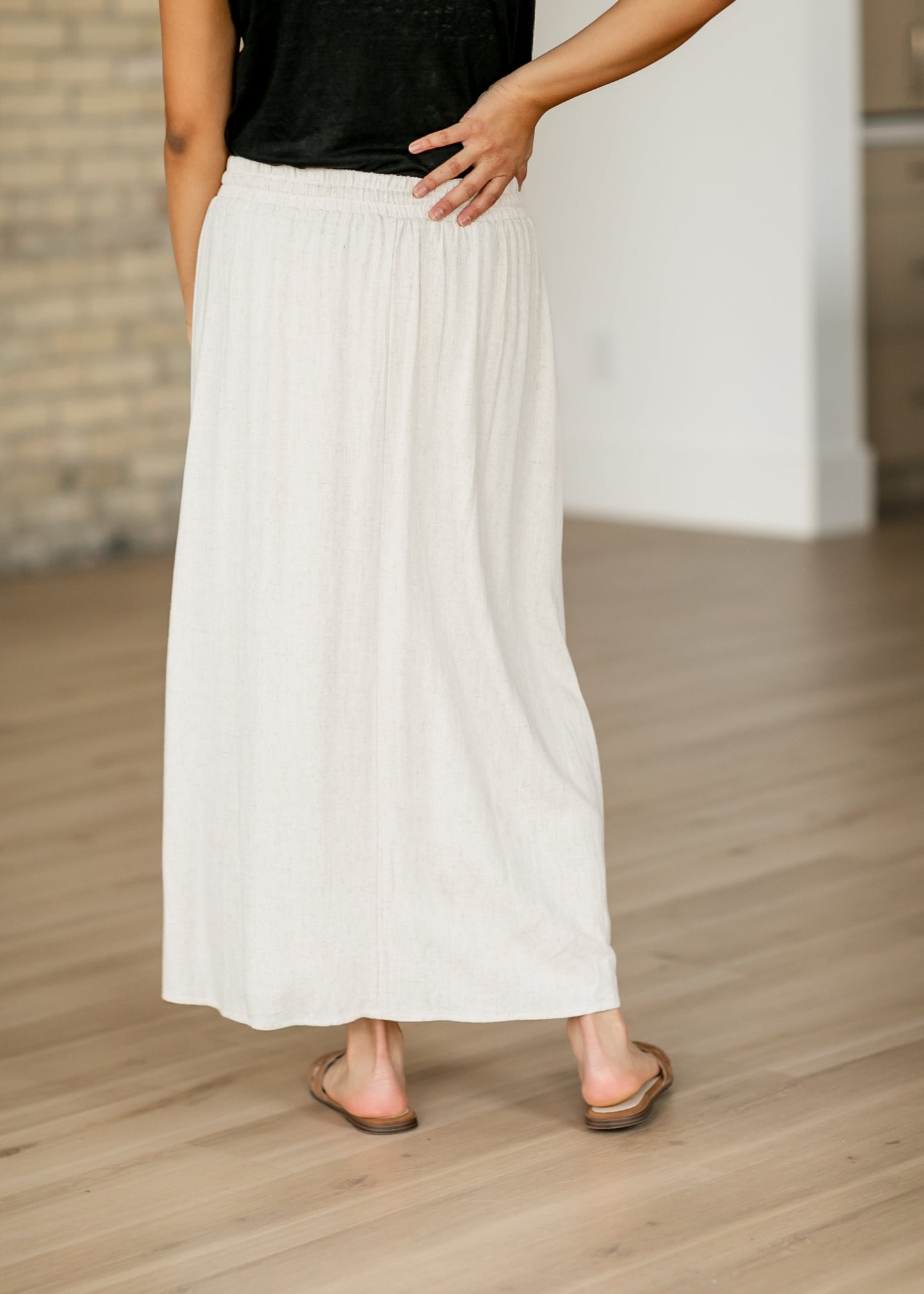 Essential Linen Elastic Waist Maxi Skirt IC Skirts