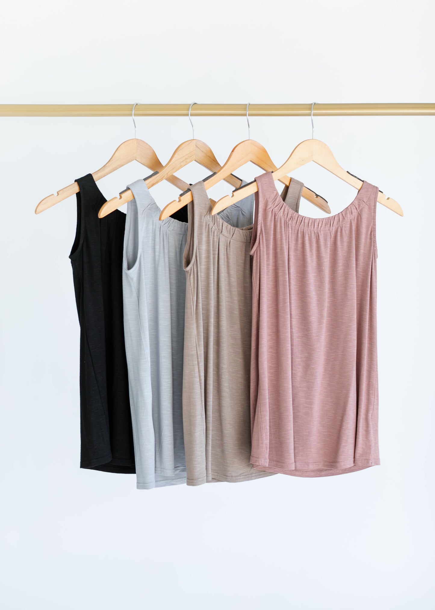 Essential Pleated Neck Layering Tank IC Tops