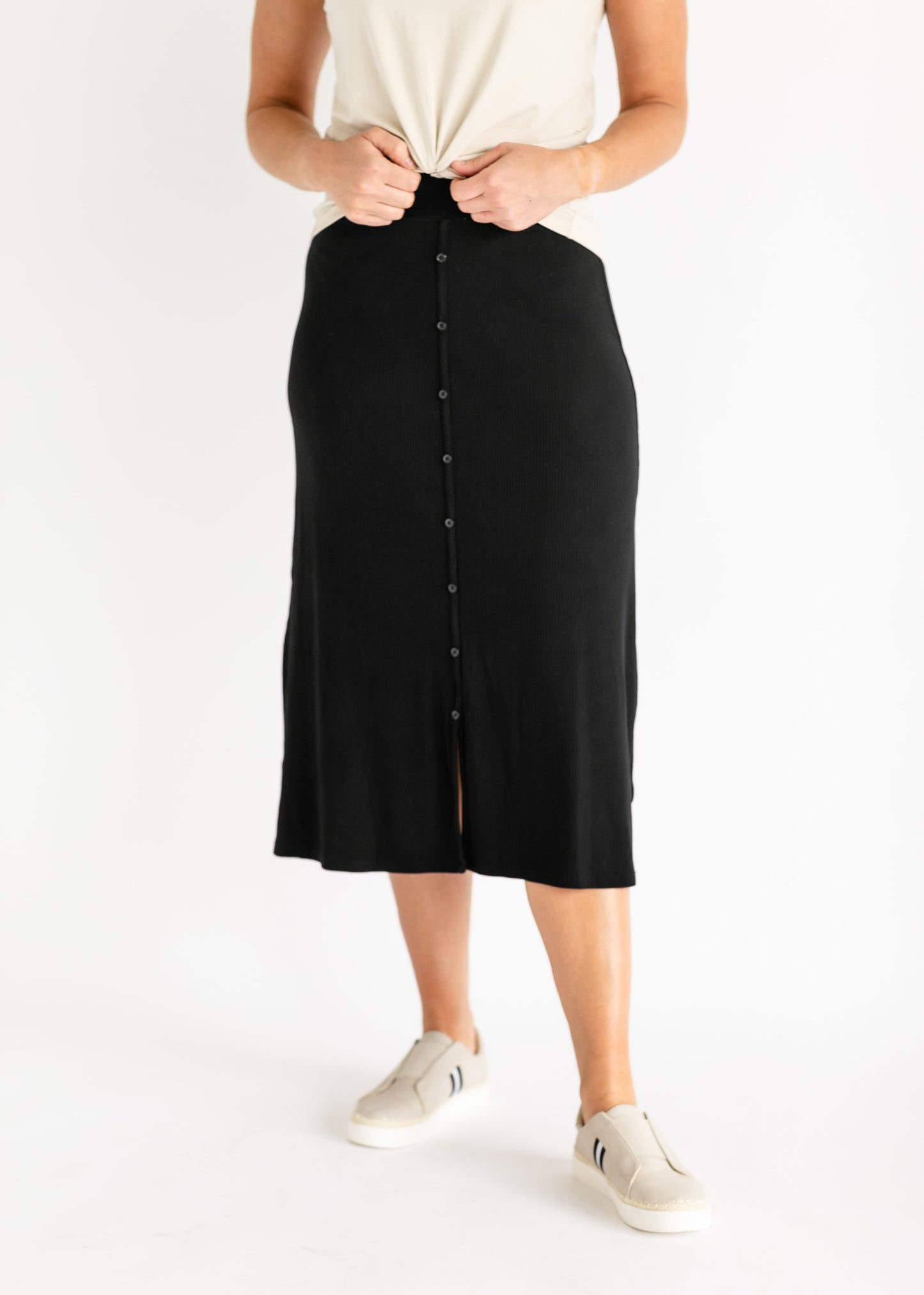 Essential Ribbed Midi Skirt IC Skirts