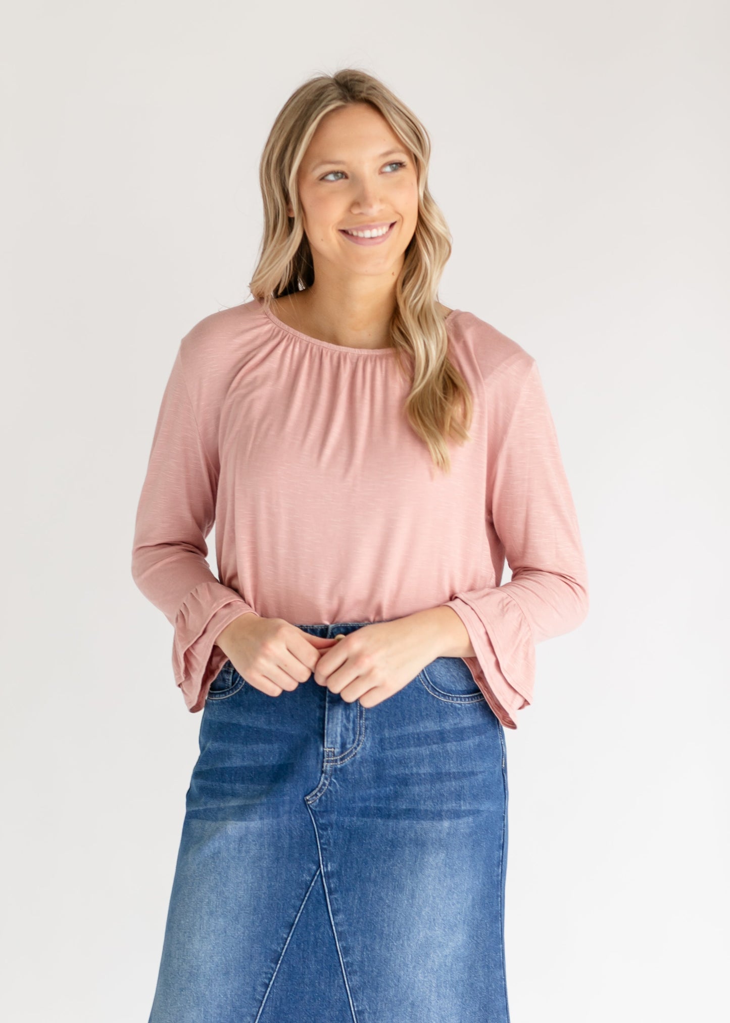 Essential Ruffled 3/4 Sleeve Top - COMING SOON IC Tops Blush / XS