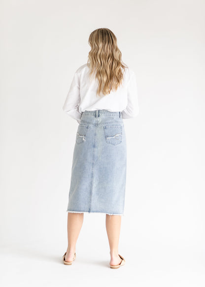 Everly Light Wash Midi Denim Skirt IC Skirts