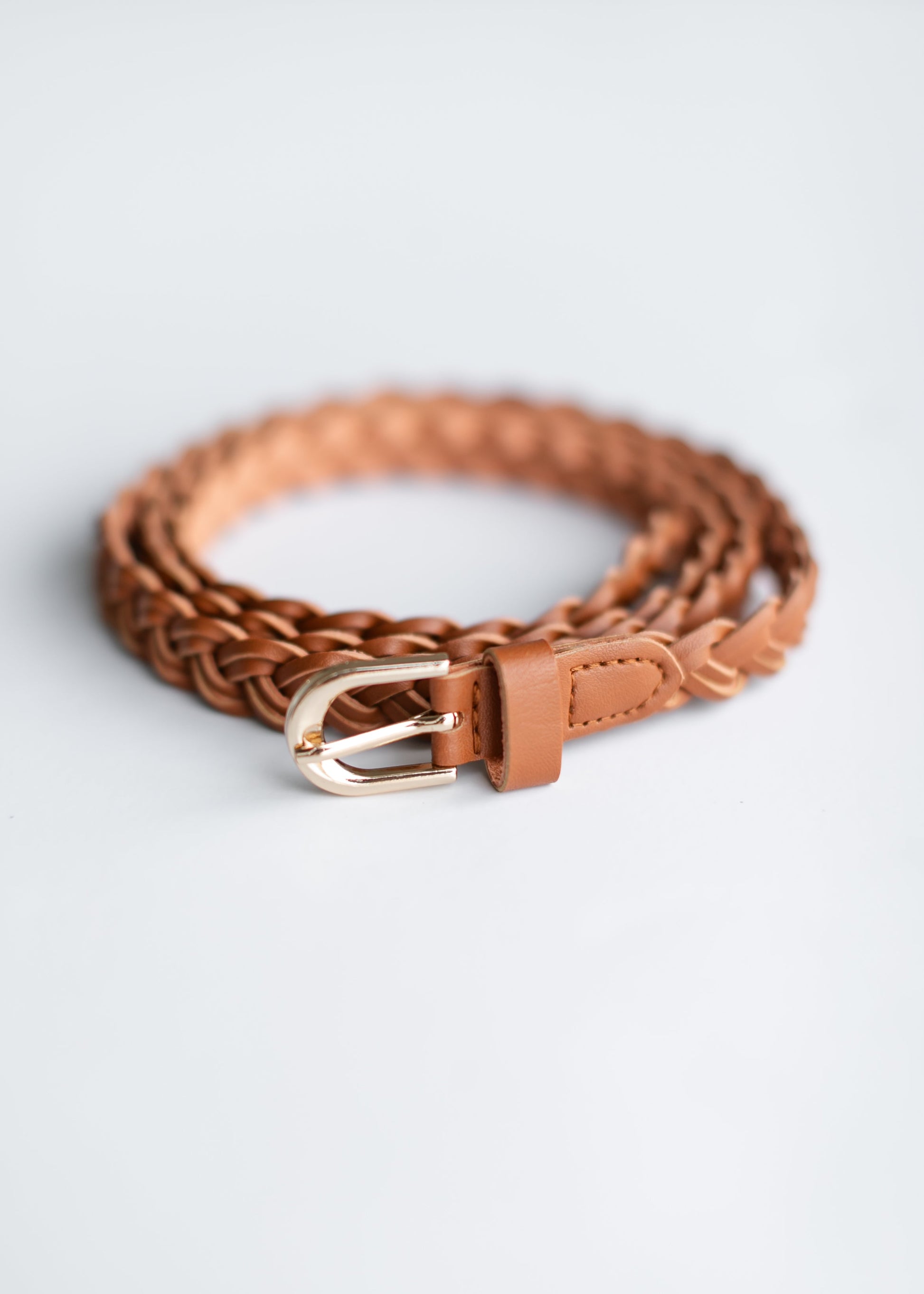 Faux Leather Skinny Braided Belt Accessories