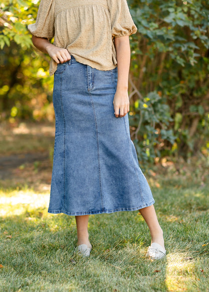 Flare Midi Denim Skirt FF Skirts