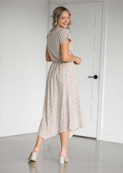 Floral Print Handkerchief Midi Skirt Skirts