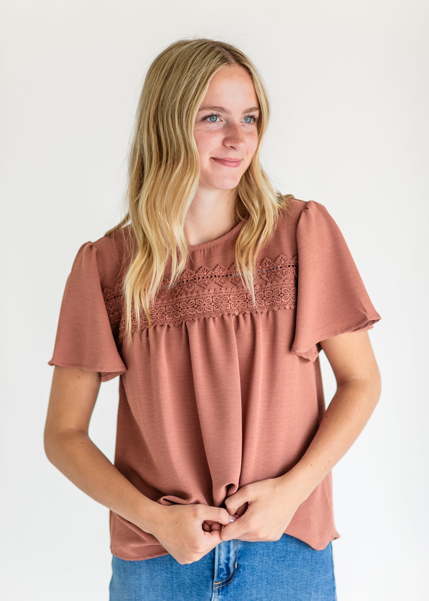 Florence Lace Trim Blouse Top FF Tops Sienna / S