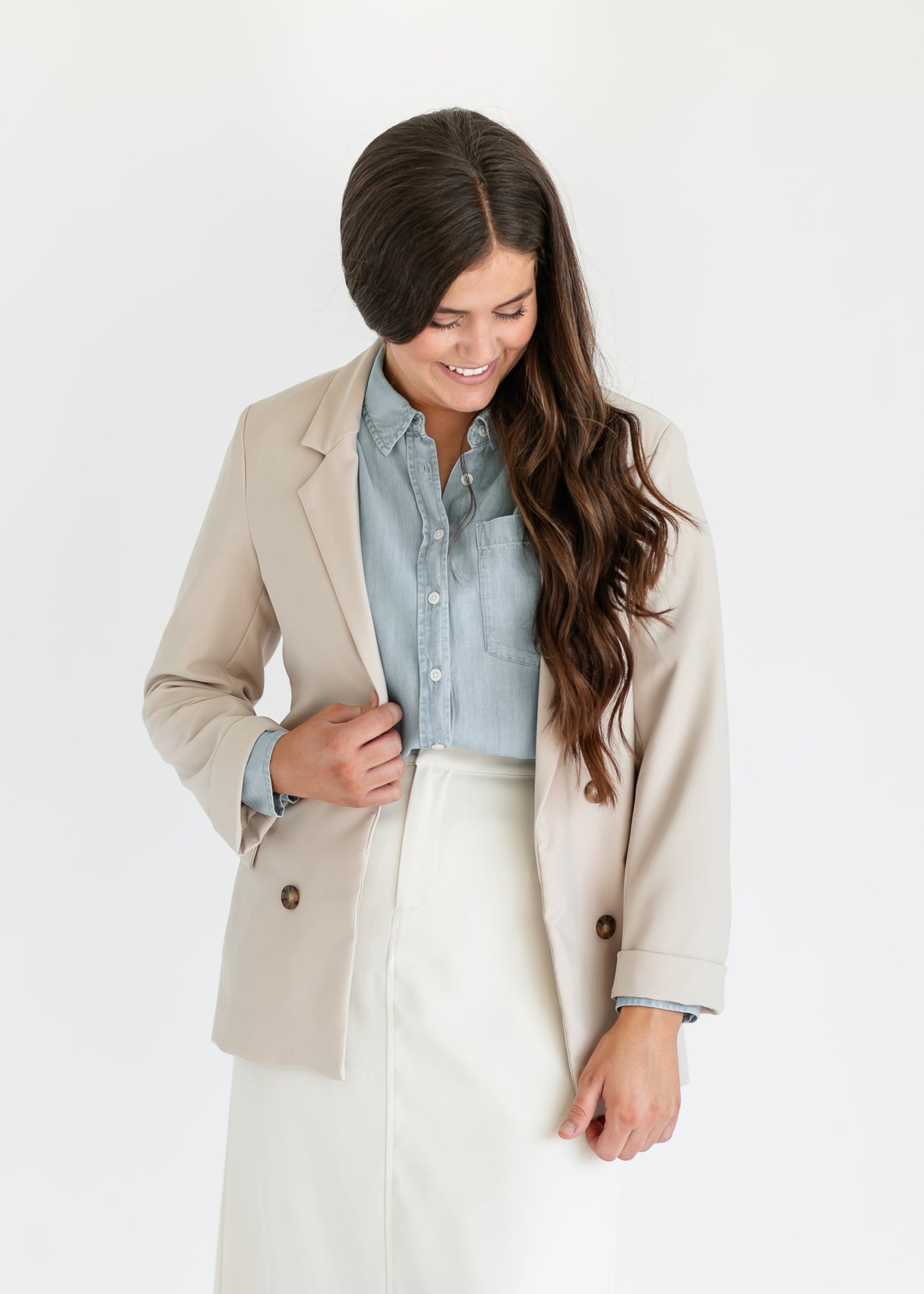 Four Button Front Blazer FF Tops