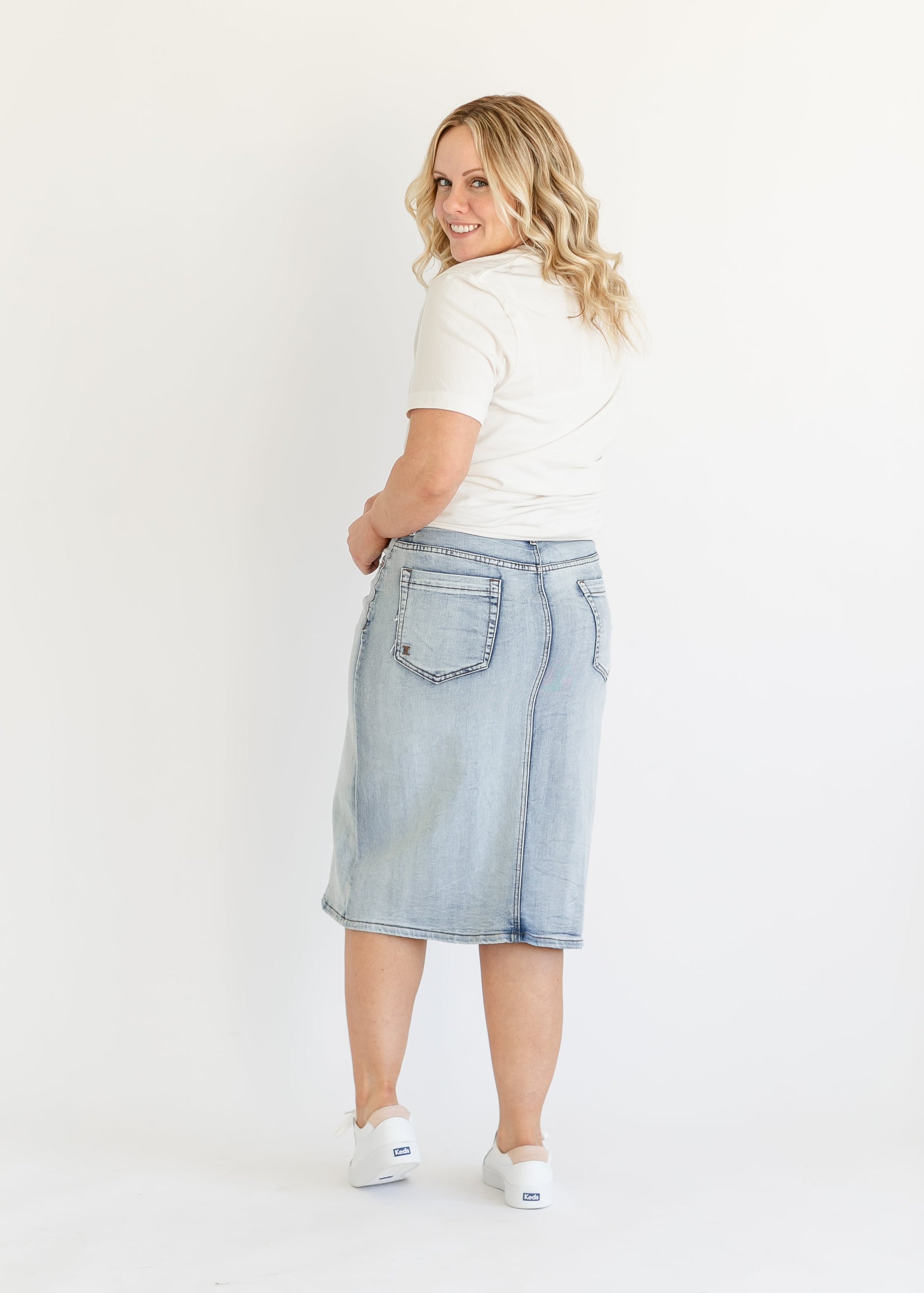 Frankie Five Pocket Denim Midi Skirt FF Skirts