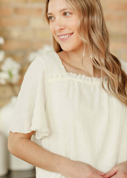 Front Ruffle Square Neck Top FF Tops