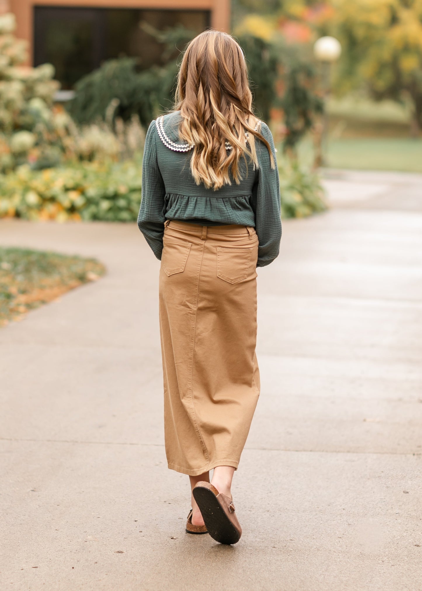 Girl's Khaki Long Skirt FF Girls