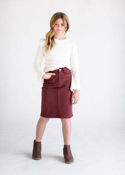 Girls Remi Burgundy Midi Skirt IC Girls