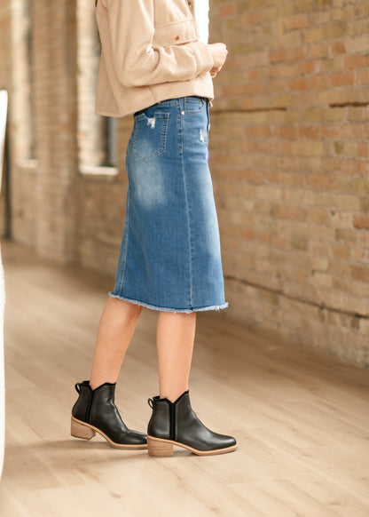 Hadley High Rise Denim Midi Skirt IC Skirts