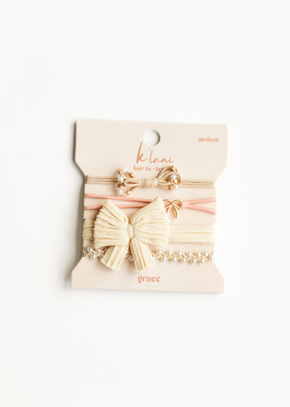 Hair Tie Bracelet Set Accessories Tan