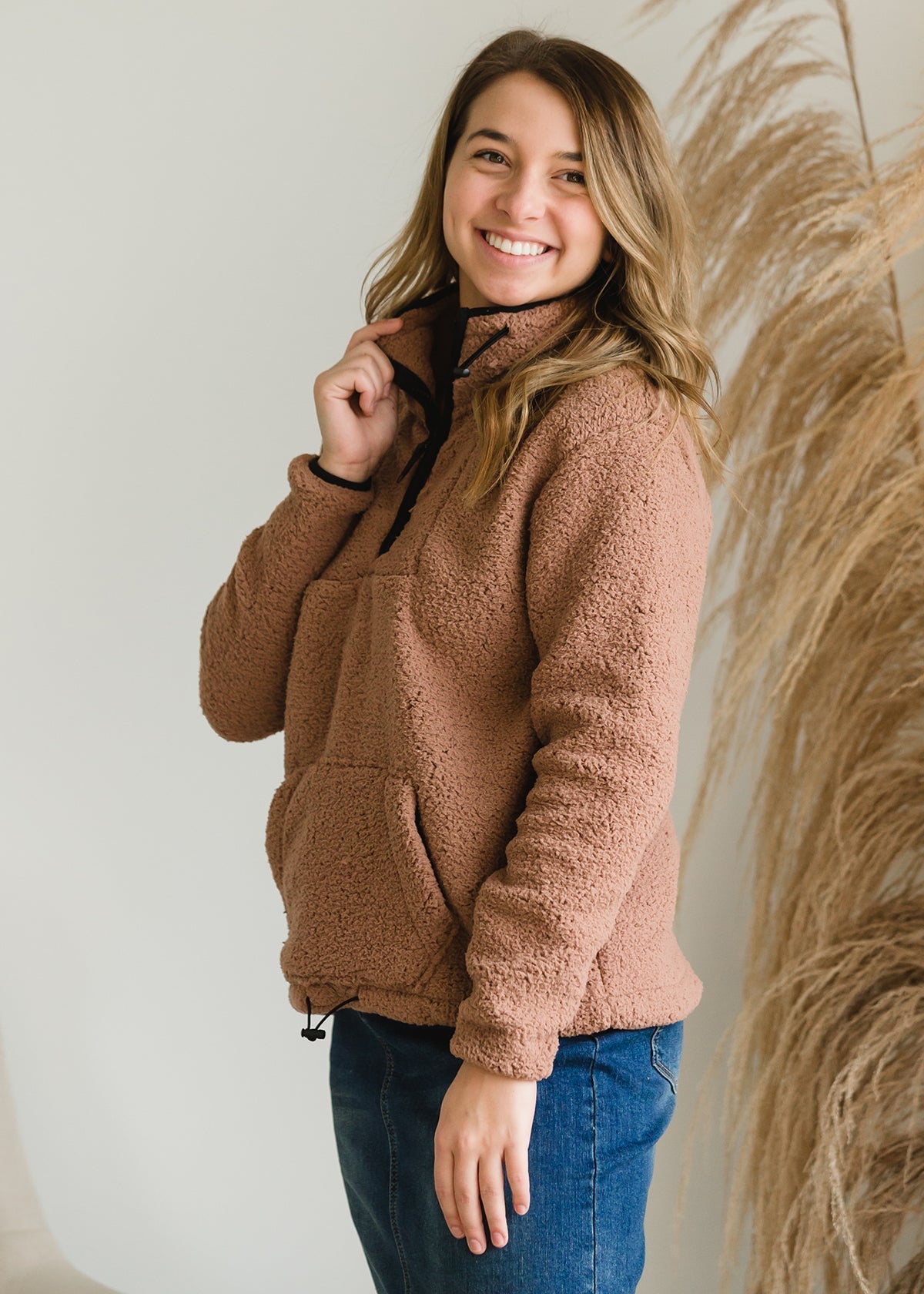 Half Zip Sherpa Sweater - FINAL SALE FF Tops