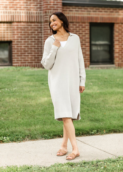 Hampton Collared Waffle Knit Dress FF Dresses