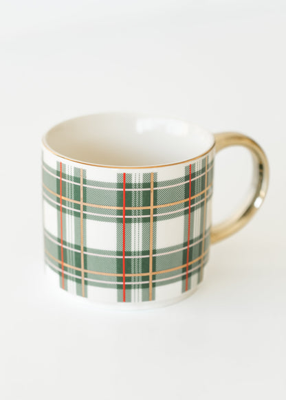 Holiday Plaid Gold Handle Mug Gifts